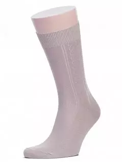 Комплект из 10 пар мужских носков из хлопка с рельефным рисунком бежевого цвета "RuSocks" М-340